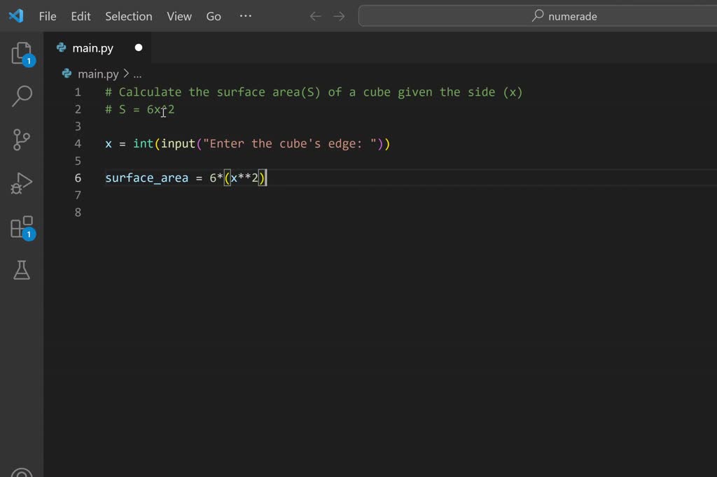 SOLVED: You can calculate the surface area of a cube if you know the ...