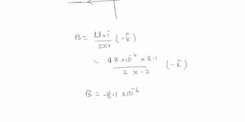 an-electron-is-moving-in-the-vicinity-of-a-long-straight-wire-that-lies-along-the-x-axis-the-wire-has-a-constant-current-of810-a-in-the-x-direction-at-an-instant-when-the-electron-is-at-poin-44849
