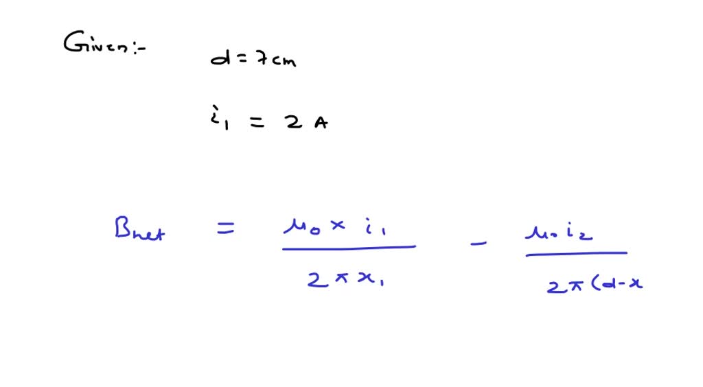 SOLVED Two straight parallel wires are separated by 7.0 cm. There is a