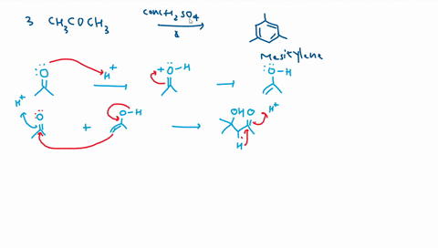 heating-acetone-with-sulfuric-acid-leads-to-the-formation-of-mesitylene-1-3-5-trimethylbenzene-propose-a-mechanism-for-this-reaction-18139