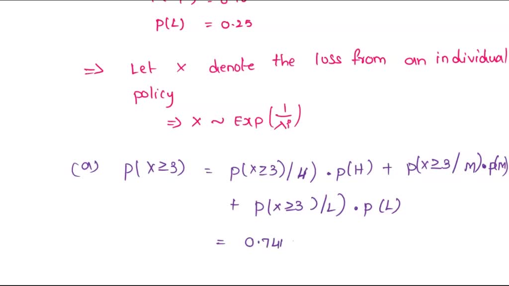 SOLVED: An insurer has three risk classifications for policies, low ...