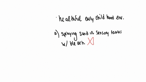 which-of-the-following-is-a-characteristic-of-a-healthful-early-childhood-environment-a-spraying-sand-in-sensory-tables-with-bleach-solution-at-least-weekly-b-a-room-temperature-of-80-degrees-f-c-dim