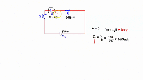 20-problem-7-capacitor-of-capacitance-25-af-is-initially-uncharged-it-is-connected-in-seric-5-with-switch-of-negligible-resistance_-fesistoi-of-resistance-r-65ko-and-battery-which-provides-p-69122