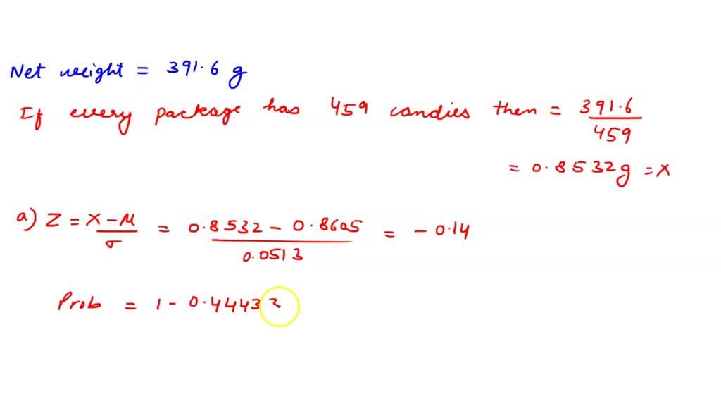 SOLVED Weights (in grams) of randomly selected chocolate candies are represented in the table