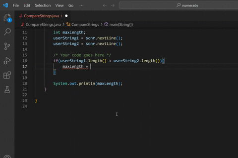 given-string-userstring1-on-one-line-and-string-userstring2-on-a-second-lineassign-maxlength-with-the-length-of-the-longer-string-ex-if-the-input-is-garden-animals-then-the-output-is-7-2-3-p-85877