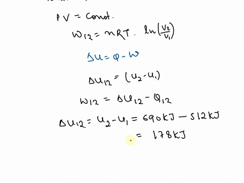 a-gas-undergoes-thermodynamic-cycle-consisting-of-three-processes-beginning-at-an-initial-state-where-p11barv1-15m3-and-u1512kj-process-1-2-compression-with-pvconstant-to-p22-bar-and-u2690-k-31242