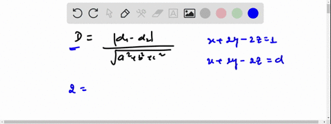 the-distance-between-the-parallel-planes-ax-by-c-d1-0-and-ax-by-cz-d2-0-is-va-b2-0-find-equations-of-the-plancs-that-are-parallel-to-the-plane-x-2y-_-27-and-two-units-away-from-it-enter-your-53368