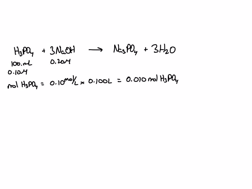 SOLVED: A 100.-mL sample of a 0.10 M solution of H3PO4 is titrated with ...