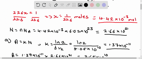 the-half-life-of-radium-226-is-160-x-10y-505-x-10l0-calculate-k-in-8-1-what-is-the-activity-in-curies-ofa-100-g-sample-of-ra-226-what-is-the-mass-in-grams-of-a-sample-of-ra-226-that-has-an-a-79907