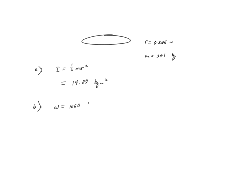 a-flywheel-in-the-form-of-a-heavy-circular-disk-of-diameter-0612-m-and-mass-301-kg-is-mounted-on-a-frictionless-bearing-a-motor-connected-to-the-flywheel-accelerates-it-from-rest-to-1060-rev-72088