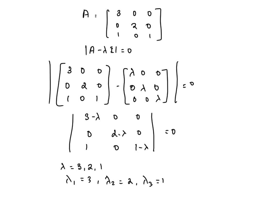 Find Eigen Values and Eigen vectors 7 0 3 9 2 3 18 0 A= Describe the ...