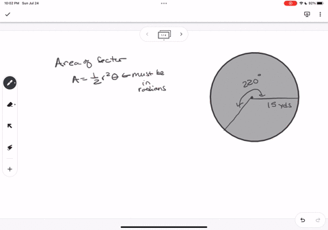 find-the-area-of-the-sector-of-a-circle-with-radius-15-yards-formed-by-a-central-angle-of-220-enter-the-number-in-the-first-box-and-the-units-typed-out-completely-in-the-second-box-round-you-94907