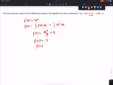 find-the-particular-solution-of-the-differential-equation-that-satisfies-the-initial-conditions-f-x-3x2-f-1-3-f2-6