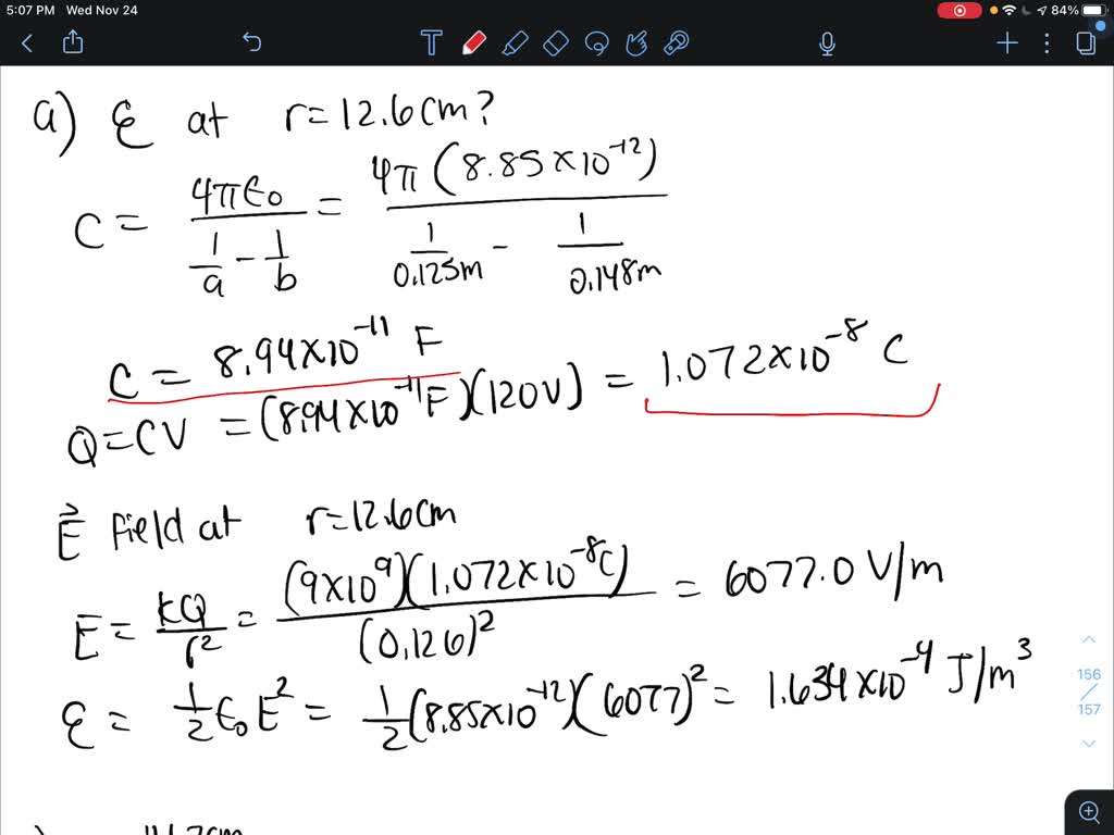 SOLVED: A capacitor is formed from two concentric spherical conducting ...