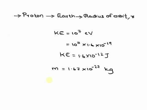 a-proton-of-kinetic-energy-10x107-ev-moves-in-a-circular-orbit-in-the-magnetic-field-near-the-earth-the-strength-of-the-field-is-50x10-5-t-what-is-the-radius-of-the-orbit-90177