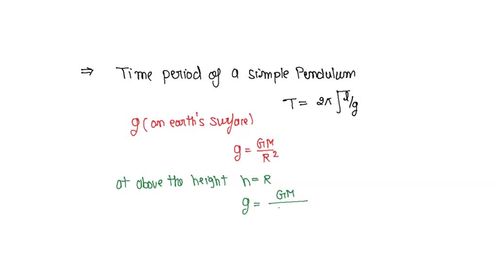 SOLVED A simple pendulum has a time period T1 when on the earth’s