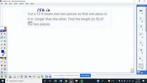 A 132-inch board is cut into two pieces. One piece is three