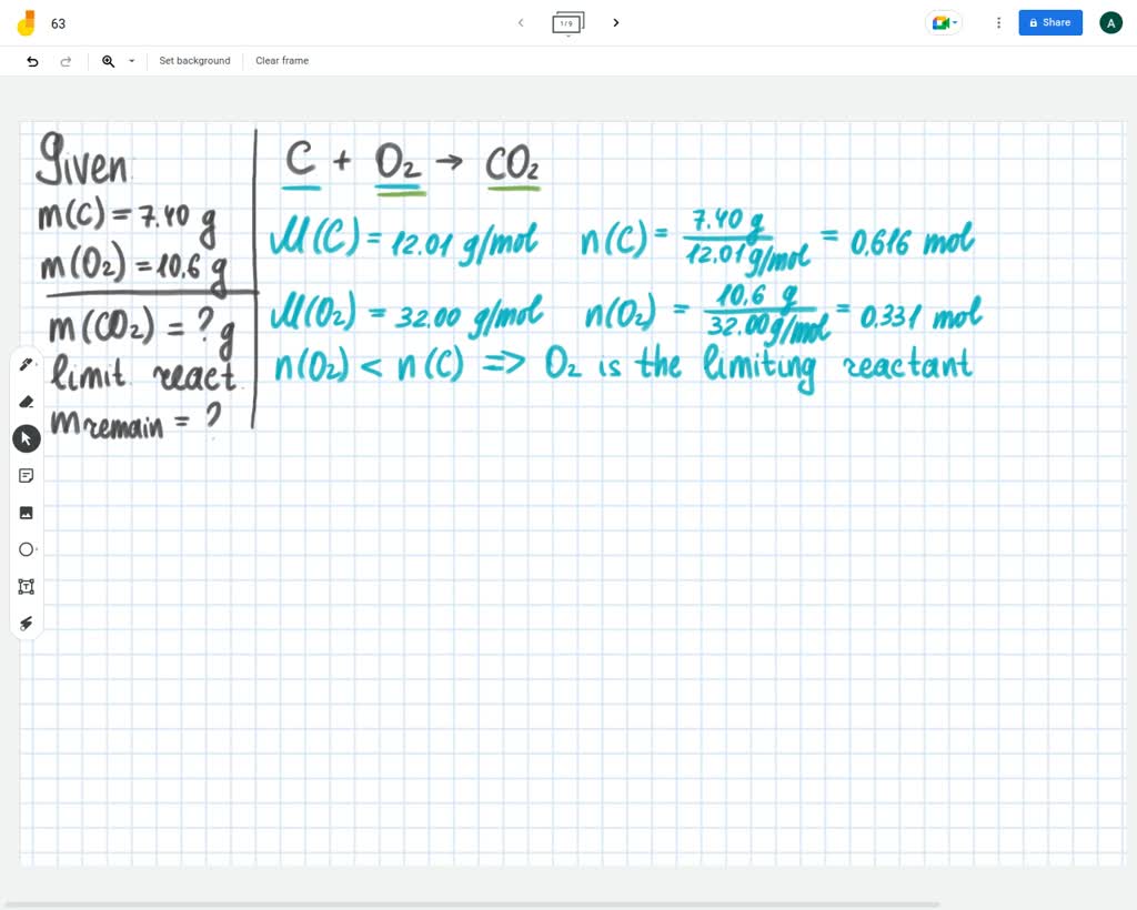 SOLVED For the following reaction, 7.40 grams of carbon (graphite) are
