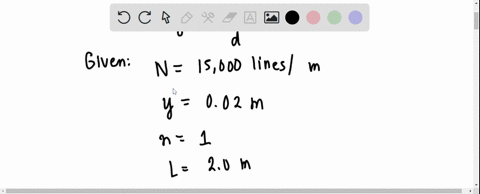 a-diffraction-grading-with-n-15000-linesm-creates-an-interference-pattern-on-a-screen-20m-away-the-distance-between-the-central-maximum-and-the-1stmaximum-is-002m-calculate-the-wavelength-of-02132