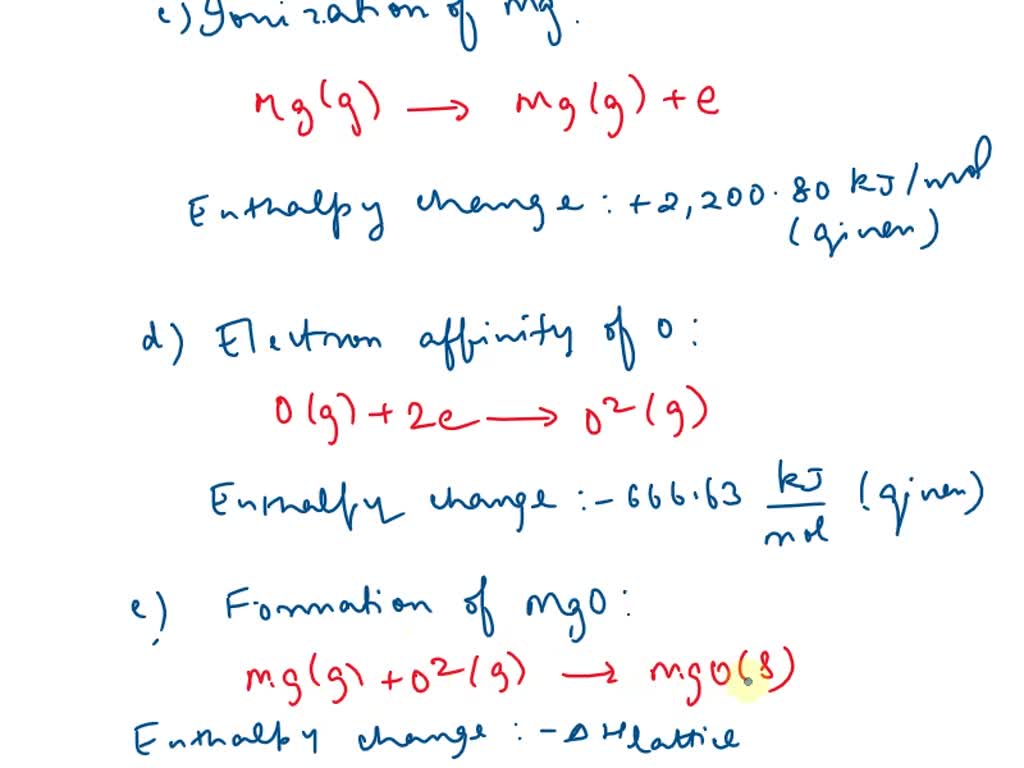 Solved 29 Answer All Parts Of This Question Using A Born Haber Cycle Or Otherwise Calculate 5030