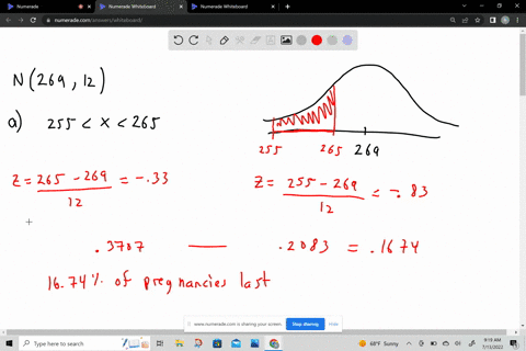 assume-that-the-duration-of-human-pregnancies-can-be-described-by-a-normal-model-with-mean-269-days-and-standard-deviation-12-days-answer-the-following-questions-a-what-percentage-of-pregnan-51697