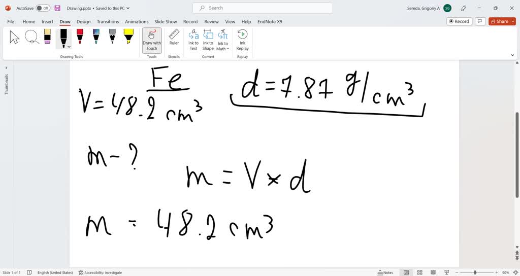 A sample of iron has a mass of 46.8 grams and a volume of 6 cm3. What is the density of iron?