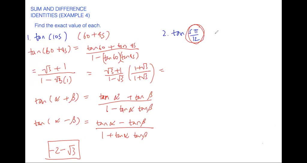 Sum And Difference Identities Overview Numerade 6296