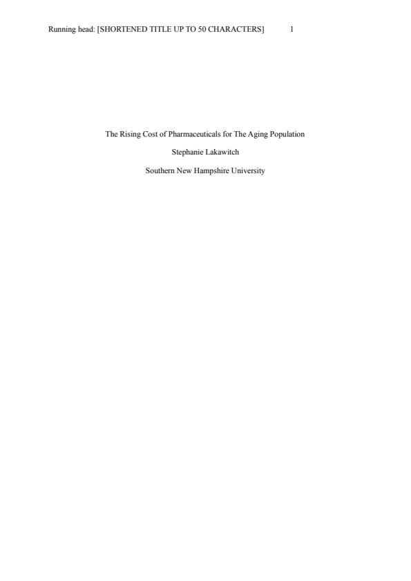 Note Cover for The Rising Cost of Pharmaceuticals for The Aging Population