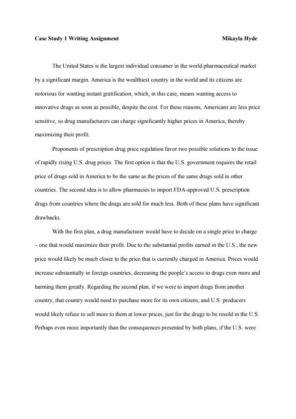Note Cover for Case Study 1 Report