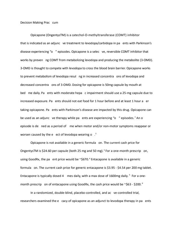 Note Cover for Decision Making Practicum Assignment
