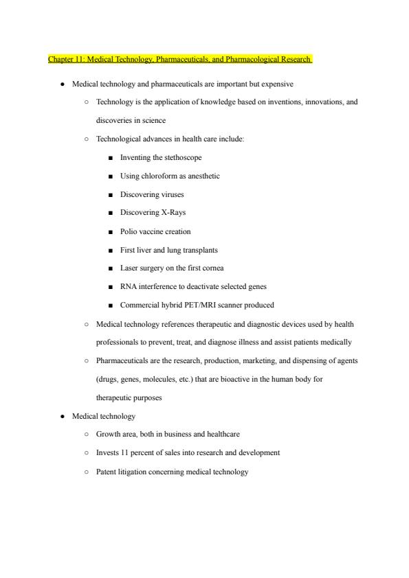 Note Cover for Chapter 11 Medical Technology, Pharmaceuticals, and Pharmacological Research