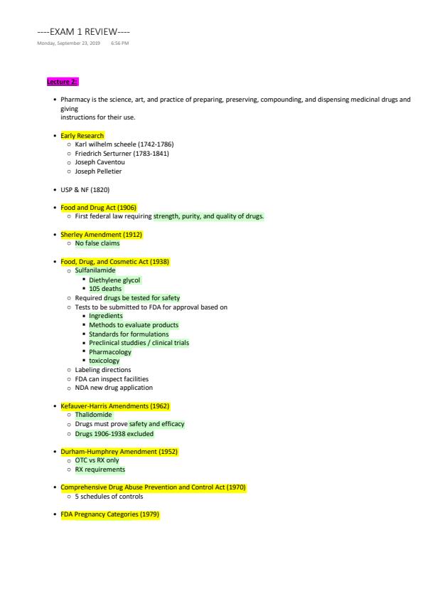 Note Cover for 7- Exam 1 Review - Lecture notes 6