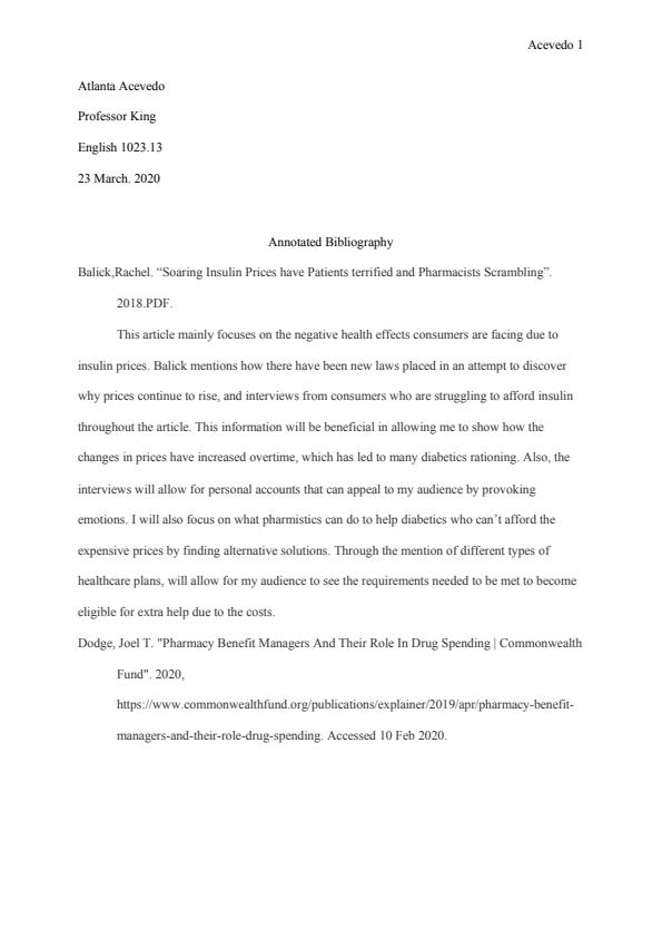 Note Cover for Annotated Bibliography
