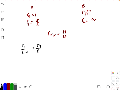 a-gaseous-mixture-enclosed-in-a-vessel-contains-1-g-mole-of-a-gas-a-with-y5-3-and-another-gas-b-with
