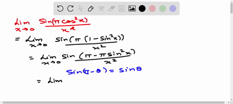 lim-_x-rightarrow-0-fracsin-leftpi-cos-2-xrightx2-text-equals-a-pi-b-pi-c-pi-2-d-1