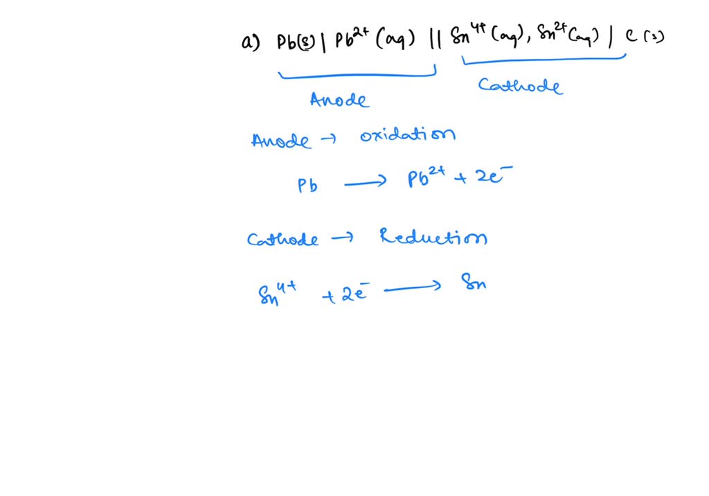 Solvedfor Each Of The Following Electrochemical Cells Write Equations For The Oxidation And 1417