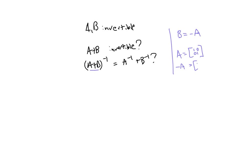 SOLVED:It Is Always True That (A B)^-1=B^-1 A^-1 Provided That A And B ...