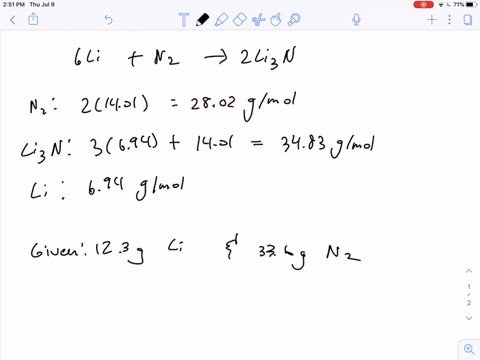 when-heated-lithium-reacts-with-nitrogen-to-form-lithium-nitride-6-mathrmlismathrmn_2g-longrightar-2