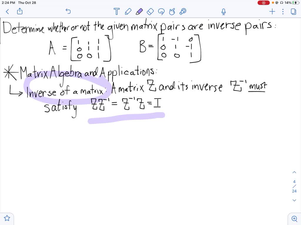 SOLVED:Determine whether the following matrices are singular or non ...