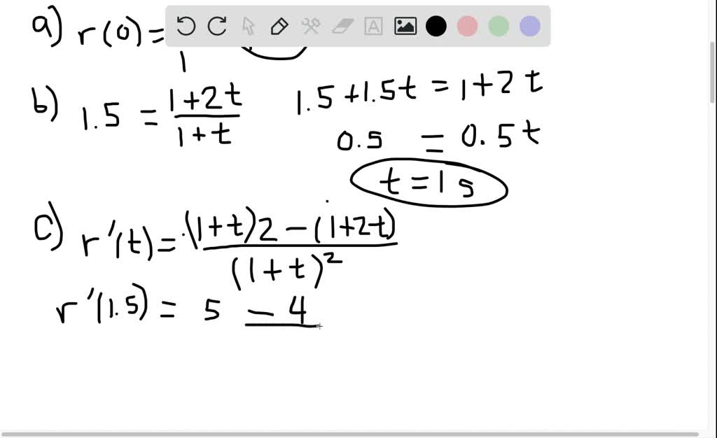 a. The radius of a circular juice blot on a piece of paper towel $t$ seconds after it was first seen is modelled by $r(t)=\frac{1+2 t}{1+t},$ where $r$ is measured in centimetres. Calculate
i. the radius of the blot when it was first observed
ii. the time at which the radius of the blot was $1.5 \mathrm{cm}$
iii. the rate of increase of the area of the blot when the radius was $1.5 \mathrm{cm}$
b. According to this model, will the radius of the blot ever reach $2 \mathrm{cm} ?$ Explain your answer.
