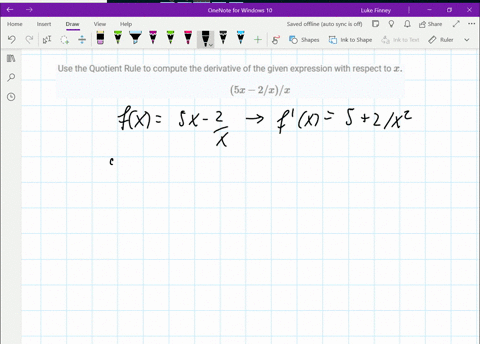 use-the-quotient-rule-to-compute-the-derivative-of-the-given-expression-with-respect-to-x-5-x-2-x-x