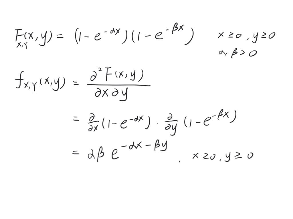 SOLVED:Find the joint and marginal densities corresponding to the cdf F ...