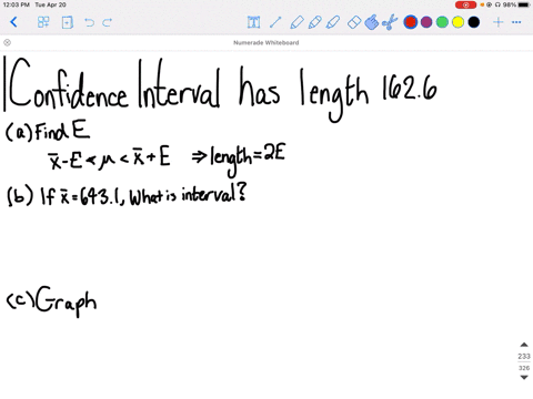 a-confidence-interval-for-a-population-mean-has-a-length-of-1626-a-determine-the-margin-of-error-b-i