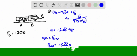 two-low-friction-carts-a-and-b-have-masses-of-25-mathrmkg-and-50-mathrmkg-respectively-initially-a-s