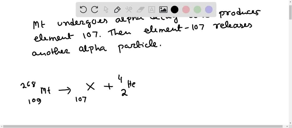 Meitnerium undergoes alpha decay to form element 107 , which in turn ...