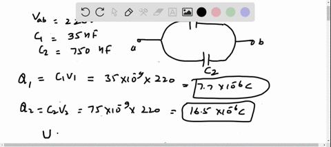 for-the-capacitor-network-shown-in-fig-mathbfe-2429-the-potential-difference-across-a-b-is-220-mathr