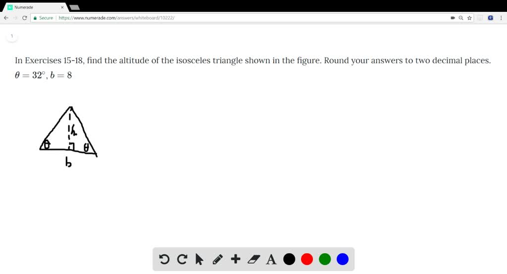 Solved In Exercises 15 18 Find The Altitude Of The Isosceles Triangle Shown In The Figure