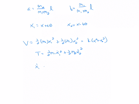 two-masses-m_1-and-m_2-each-connected-by-two-springs-of-stiffness-k-are-connected-by-a-rigid-massles