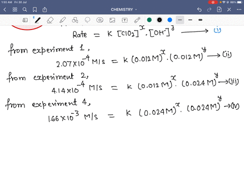 rate-data-were-collected-for-the-following-reaction-at-a-particular-temperature-2-mathrmclo_2mathrma