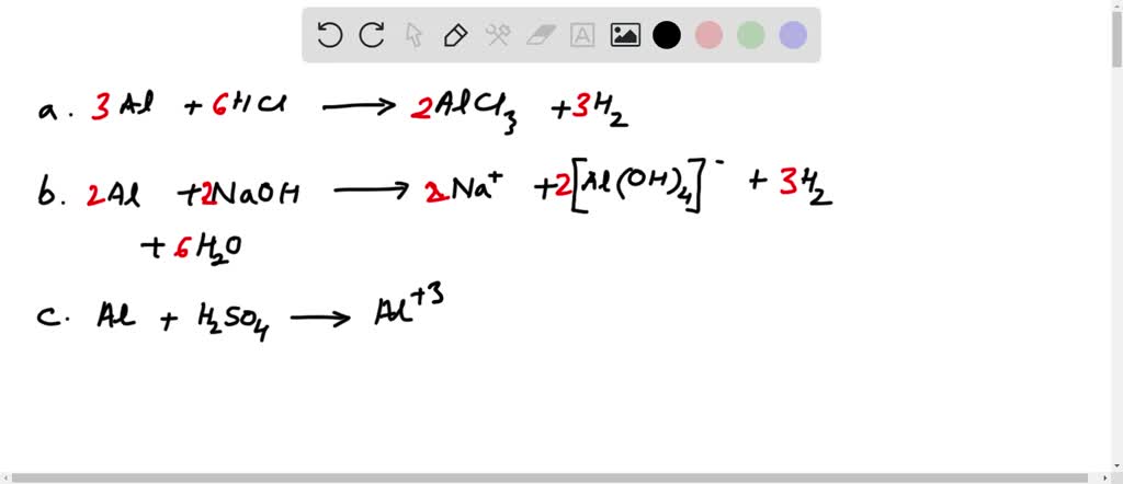 SOLVED:Write chemical equations to represent the (a) reaction of Al(s ...